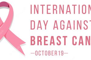 International day against breast cancer banner with pink ribbon