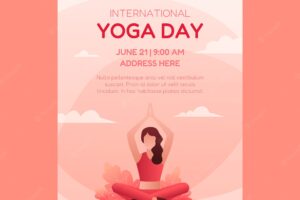 International yoga day gradient poster or flyer
