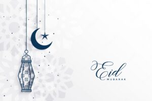 Islamic eid festival greeting with lamp and moon