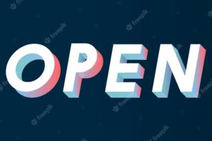 Isometric word open typography on a black background vector