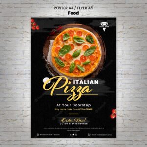 Italian pizza poster template