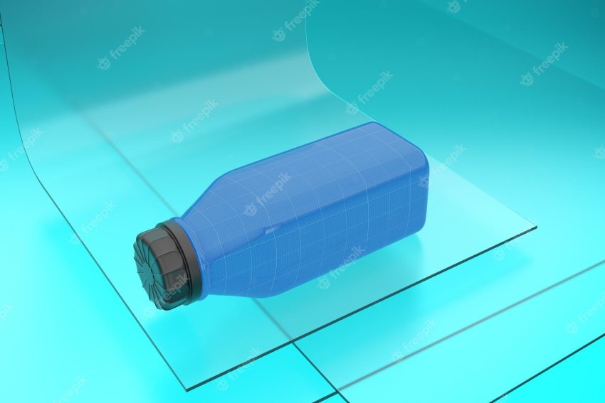 Juice bottle on glass