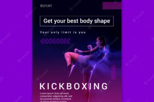 Kickboxing training vertical poster template