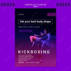 Kickboxing training vertical poster template