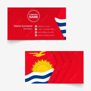 Kiribati flag business card, standard size (90x50 mm) business card template with bleed under the clipping mask.