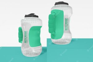 Large sports water sipper plastic bottle branding mockup