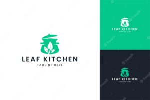 Leaf kitchen negative space logo design