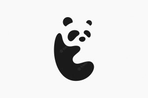Letter t panda negative space black logo