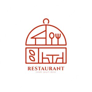 Line restaurant logo minimalist style vector