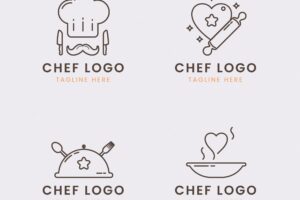 Linear flat chef logo collection