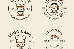 Linear flat chef logo collection