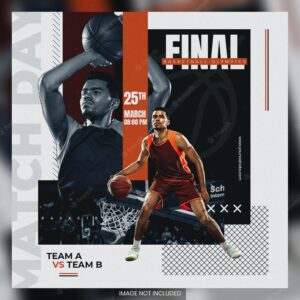 Live match basketball flyer social media post template