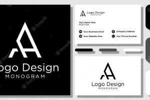 Logo design initials combination capital letters monogram word mark with business card template