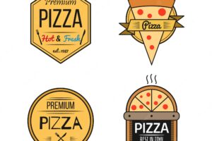 Logos of hand drawn pizza