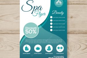 Lovely spa flyer template with flat design