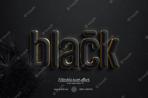 Luxury black gold text effect mockup template top view