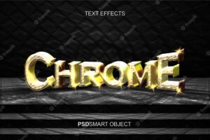Luxury chrome gold 3d text style mockup
