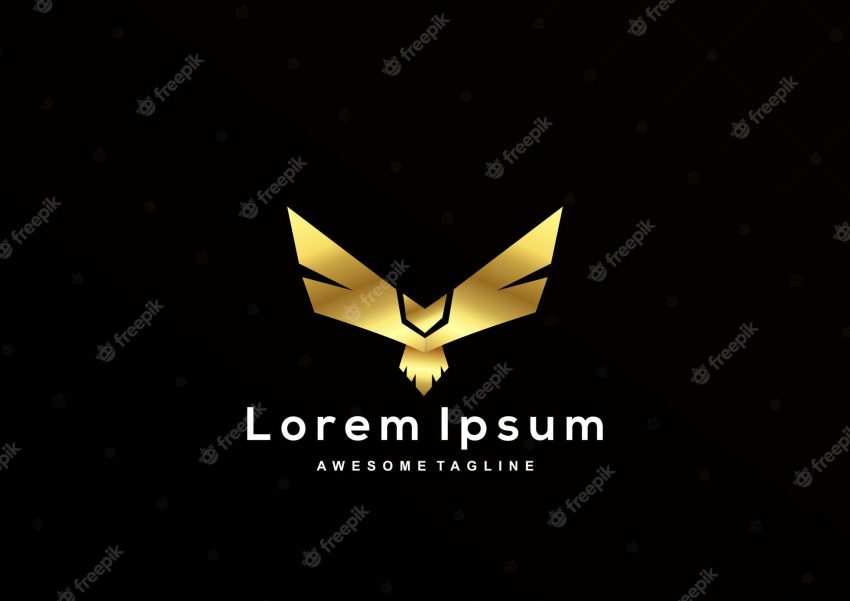 Luxury eagle with gold color logo template