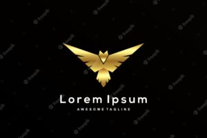 Luxury eagle with gold color logo template
