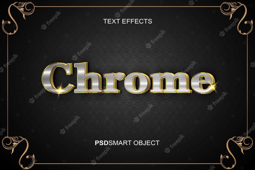 Luxury editable text effect chrome gold 3d text style