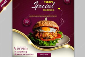 Luxury food social media promotion instagram banner post template set