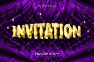 Luxury invitation gold 3d text style mockup