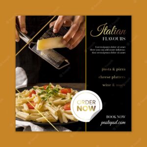 Luxury italian food square flyer template