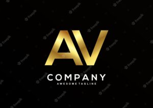 Luxury letter a and v with gold color logo template