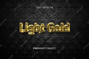 Luxury light logo template psd in gold 3d text style