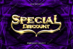 Luxury special discount gold 3d text style mockup