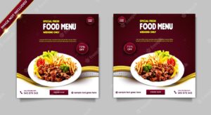 Luxury special fresh food menu social media promotion instagram post template set