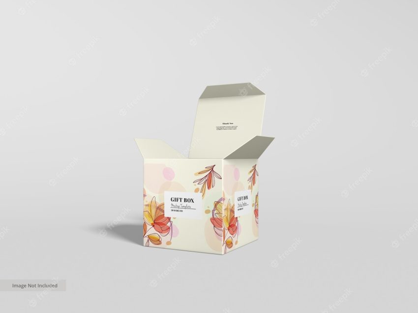 Luxury square paper gift box branding mockup