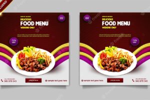 Luxury super hot and fresh food menu super delicious social media banner post template set