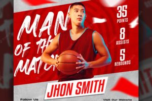 Man of the match basketball player social media post or banner template