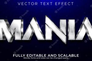 Mania text effect, editable metallic and shiny text style