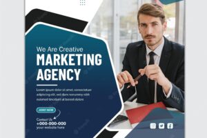 Marketing agency web banner or social media cover template