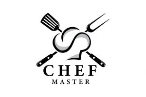 Master chef logo with chef hat on white background