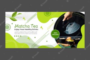 Matcha tea banner template design