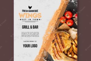 Meat and veggies bbq square flyer template