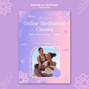 Meditation lifestyle vertical print template