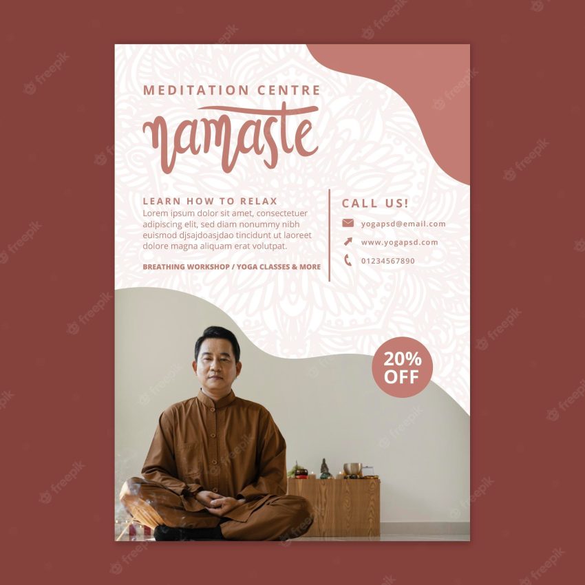 Meditation and mindfulness flyer template