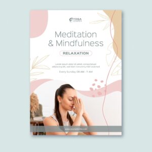 Meditation and mindfulness poster template