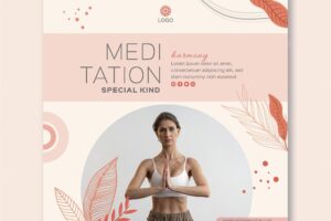 Meditation and mindfulness square flyer template