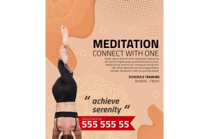 Meditation and mindfulness vertical flyer