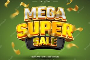Mega super sale 3d editable text effect template