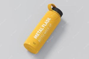 Metal flask bottle mockup