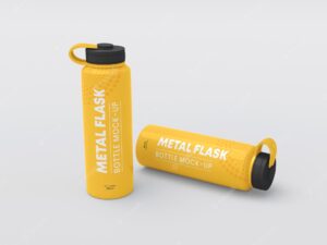 Metal flask bottle mockup