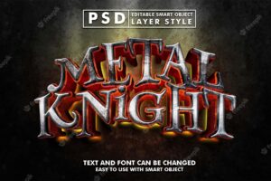 Metal knight realistic text effect premium psd
