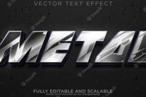 Metal steel text effect editable crome and silver text style
