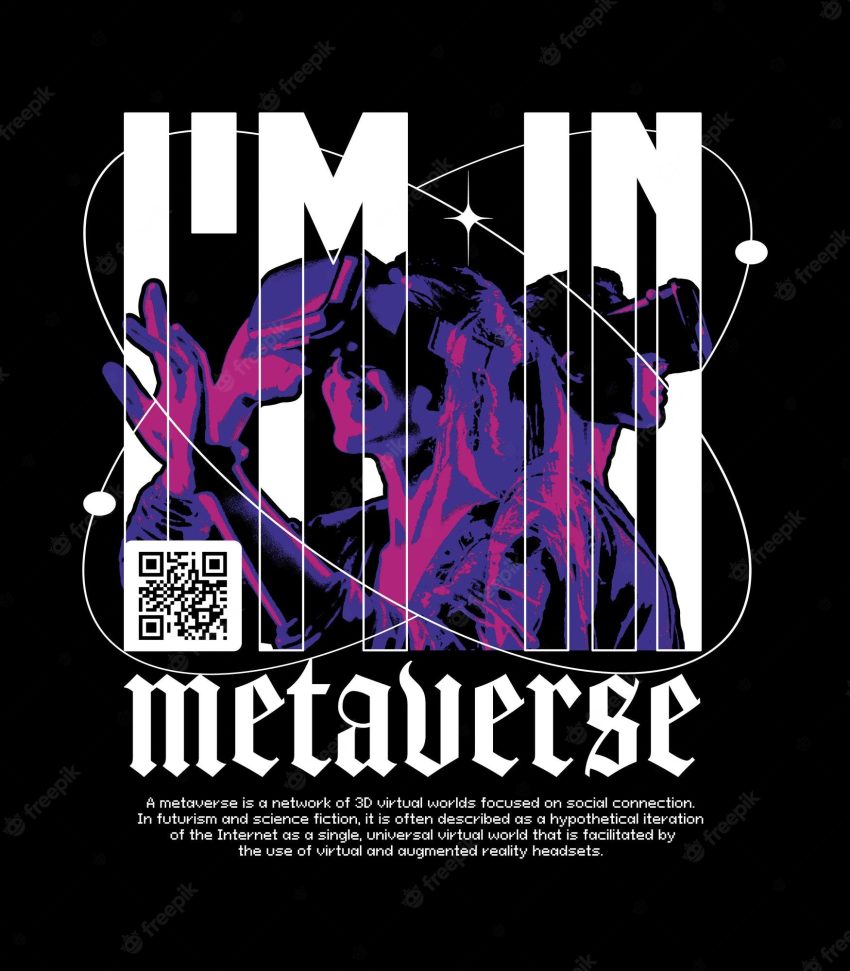 Metaverse urban stylish print for streetwear print for tshirts and hoodies techno style graphic